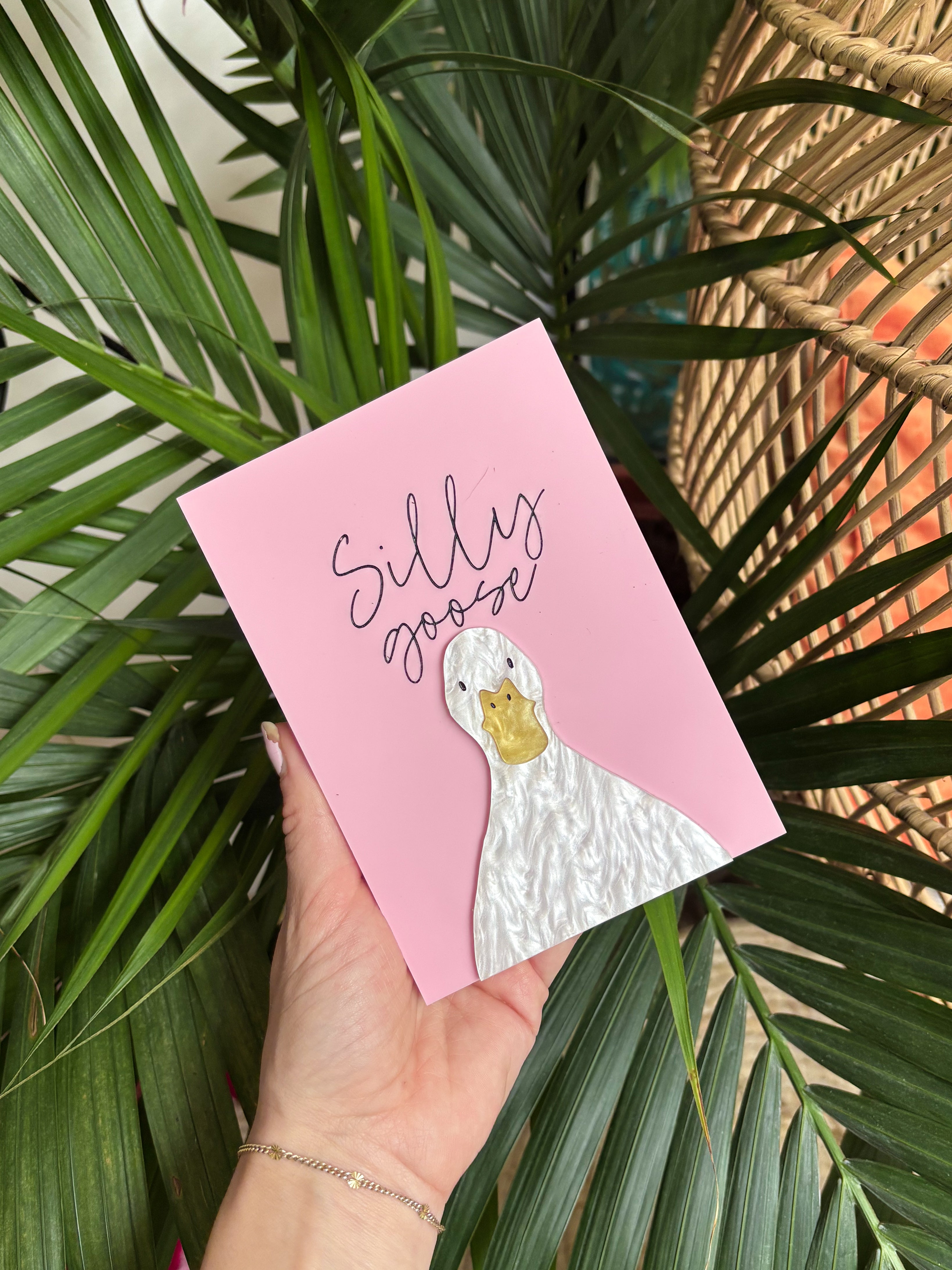 Silly Goose Acrylic Print Acrylic Wall Art - Pink