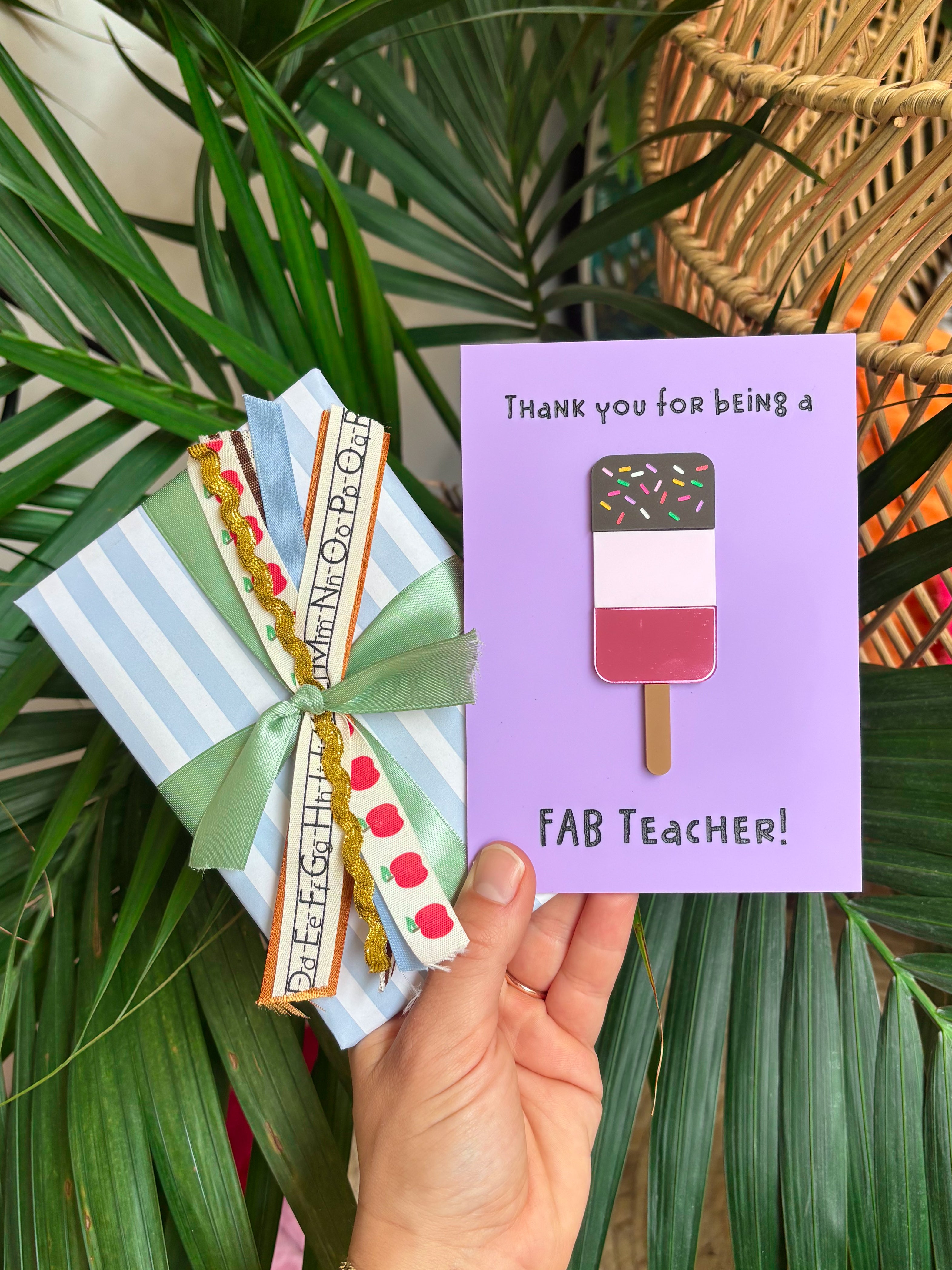 Purple Teacher Gift – Fab Teacher Ice Lolly (fully gift wrapped)