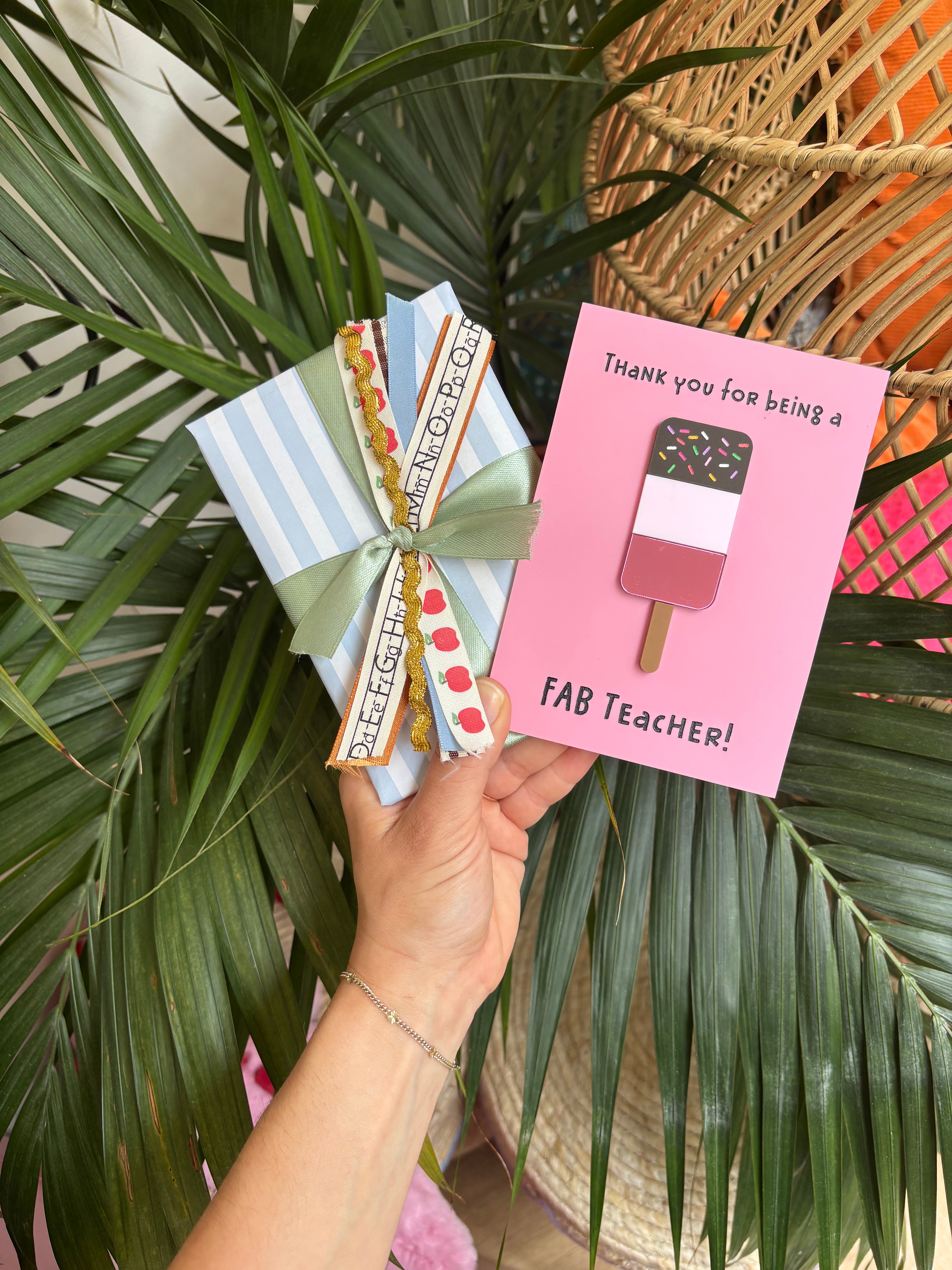 Pink Teacher Gift – Fab Teacher Ice Lolly (fully gift wrapped)