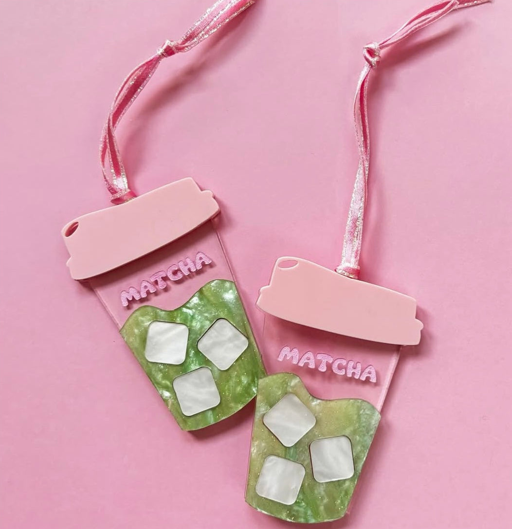 Iced Matcha Acrylic Hanging Decoration | Matcha Lover Gift | Matcha Bar Decor
