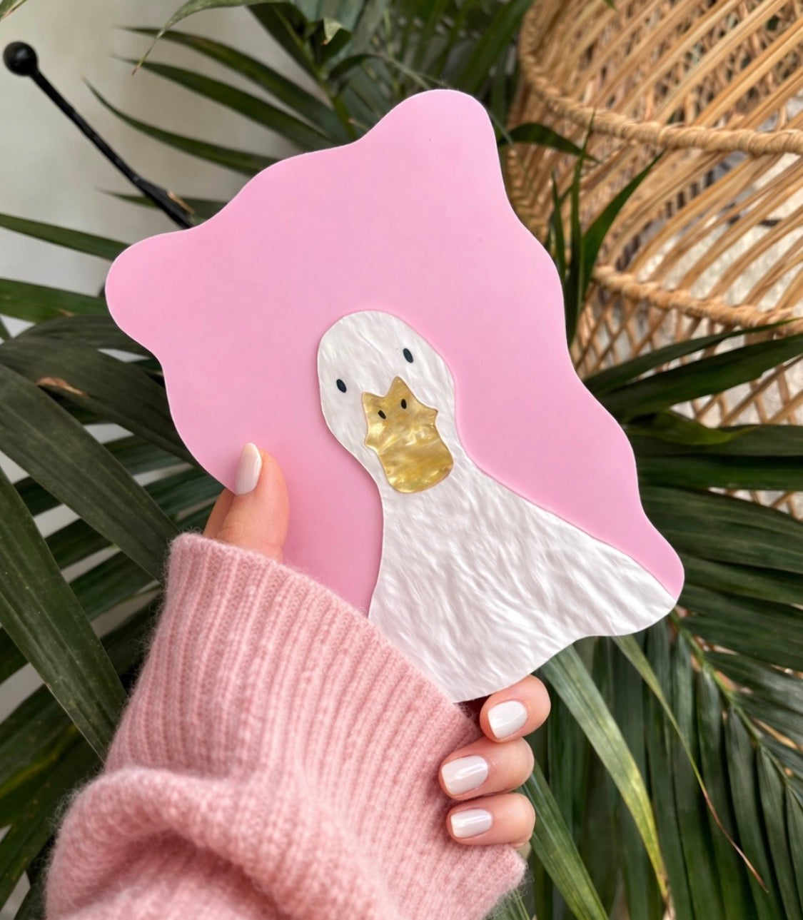 Silly Goose Scalloped Plaque – Cute Pink Acrylic Decor