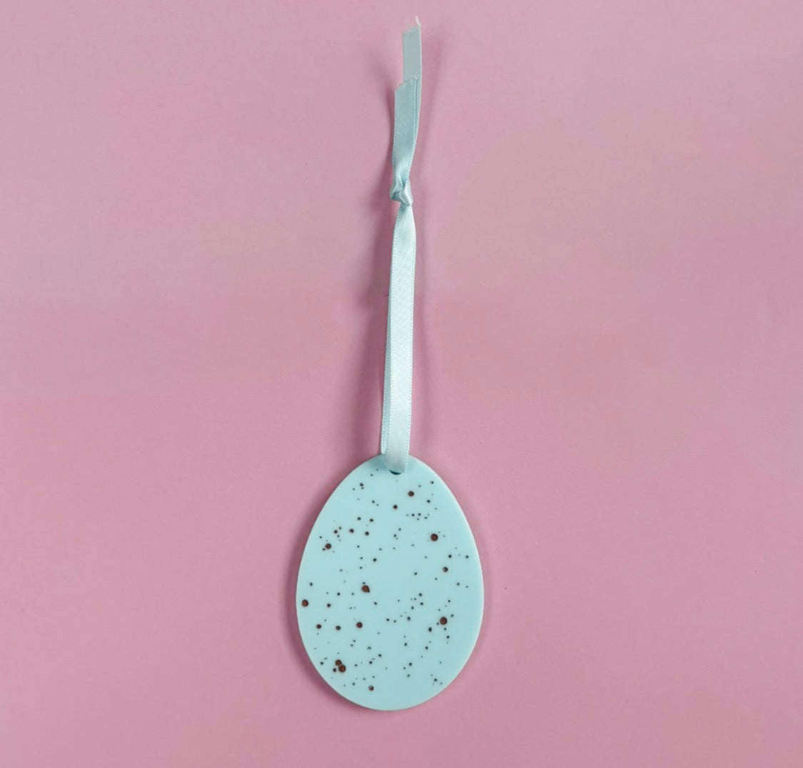 Light Blue Speckled Egg Hanging Decoration