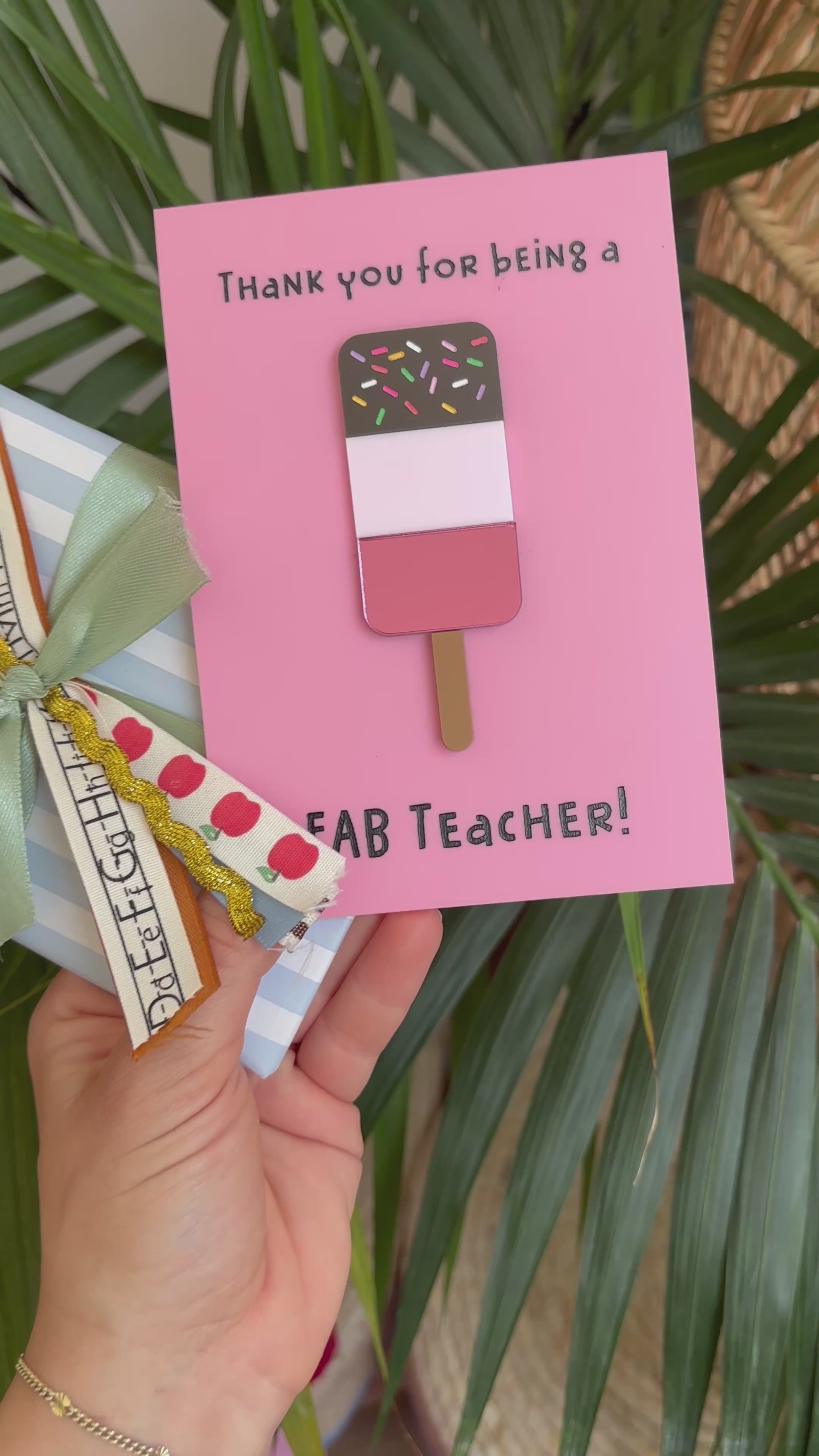 Pink Teacher Gift – Fab Teacher Ice Lolly (fully gift wrapped)